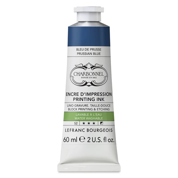 Charbonnel Water Washable Printing Ink - Prussian Blue, 60 ml
