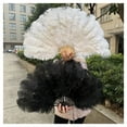 thumbnail image 4 of Ostrich Feather Fan 15Bone Handheld Ostrich Plumes Folding Fan for Carnival Dance Stage Show Performance Props, 4 of 6