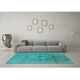 thumbnail image 3 of Ahgly Company Machine Washable Indoor Rectangle Oriental Turquoise Blue Industrial Area Rugs, 6' x 9', 3 of 4