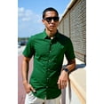 thumbnail image 2 of Aiyino Men's Casual Button Down Hawaiian Shirt Men Beach Vacation Outfit T Shirt ，Green S, 2 of 9