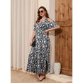 thumbnail image 5 of VEPKUL Maxi Dress for Women Casual Summer V Neck Cold Shoulder Short Sleeve Split Long Beach Dresses with Pockets, 5 of 7