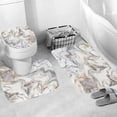 thumbnail image 3 of 4 PCS Clear Marble Texture Shower Curtain Sets with Non-Slip Rugs Toilet Lid White and Gray Cover and Bath Mat Natural Marble Shower Curtain with 12 Hooks Durable Waterproof 72"x 72" for Bathroom, 3 of 4