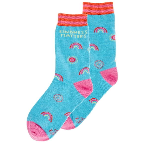 Karma Womens Crew Socks, Rainbow, 2.5 US