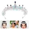 thumbnail image 5 of Alloy Princess Tiara Crown With Blue Rhinestones Bridal Headpiece For Prom And Party Base With Bride Decorations And Accessories, 5 of 8