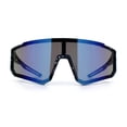 thumbnail image 5 of Boys Color Mirror 80s Paint Splatter Print Plastic Rimless Shield Sport Sunglasses Black - Blue Mirror, 5 of 8