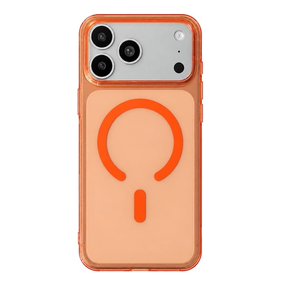 Mynvo Magnetic Case for Apple iPhone 18 Pro, Clear Wireless Charging Compatible Phone Cover Compatible with Magsafe Raised Camera Protection, Slim Bumper Precise Cutouts, Orange