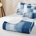 thumbnail image 4 of Homewish Vintage Blue Plaid Quilt King,Grunge Aesthetic King Coverlet Set,3 Pieces, 4 of 7