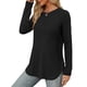 thumbnail image 3 of Camisa de Larga con Cuello Redondo para Mujer, Básica, Holgada, Informal Negro L, 3 of 5