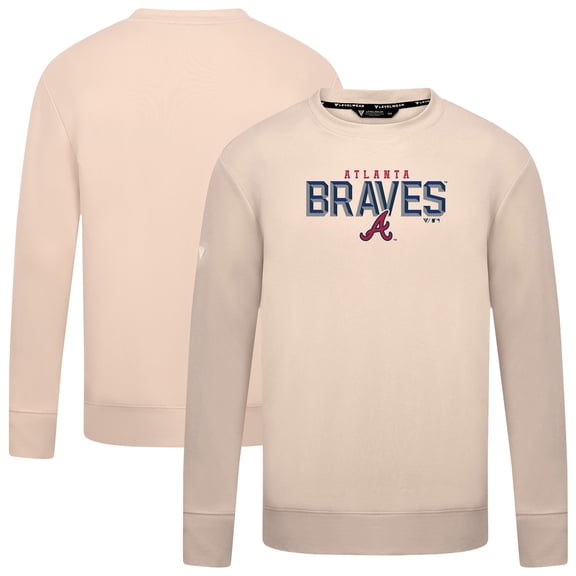 Men's Levelwear Khaki Atlanta Braves Mandate Carve Tri-Blend Sweatshirt