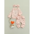 thumbnail image 3 of Kiapeise 3Pcs Infant Baby Girls Floral Outfits Long Sleeve Pullover Sweatshirt Pant Headband Sets, 3 of 9