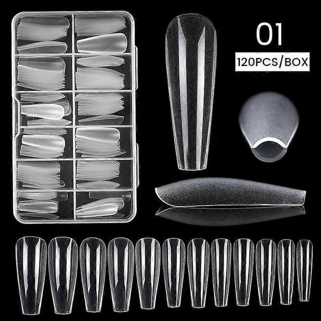 120 puntas de uñas postizas completas, moldes de construcción rápida, formas duales, extensión de uñas, arte de uñas, extensión UV, herramientas fáciles de encontrar