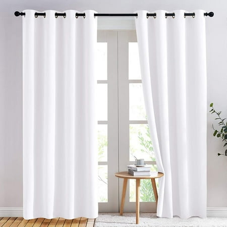 Room Darkening Curtain White Curtains 84 Inches Long Light Filtering Ds For Living Bedroom 52 Inch Wide Pure 2 Pcs Canada Room Darkening Curtain White Curtains, White Blackout Curtains 84