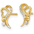 thumbnail image 2 of 14k Yellow Gold Polished CZ and Heart Post Earrings - 6mm, 2 of 6