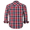 thumbnail image 2 of Coevals Club Men's Western Cowboy Long Sleeve Pearl Snap Plaid Work Shirts Red Black White 24 3X-Large, 2 of 4