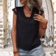 thumbnail image 4 of Mujeres Casual cuello en V manga corta sólido suéter blusa camiseta Tops sueltos OAVQHLG3B Store  lin121212, 4 of 4