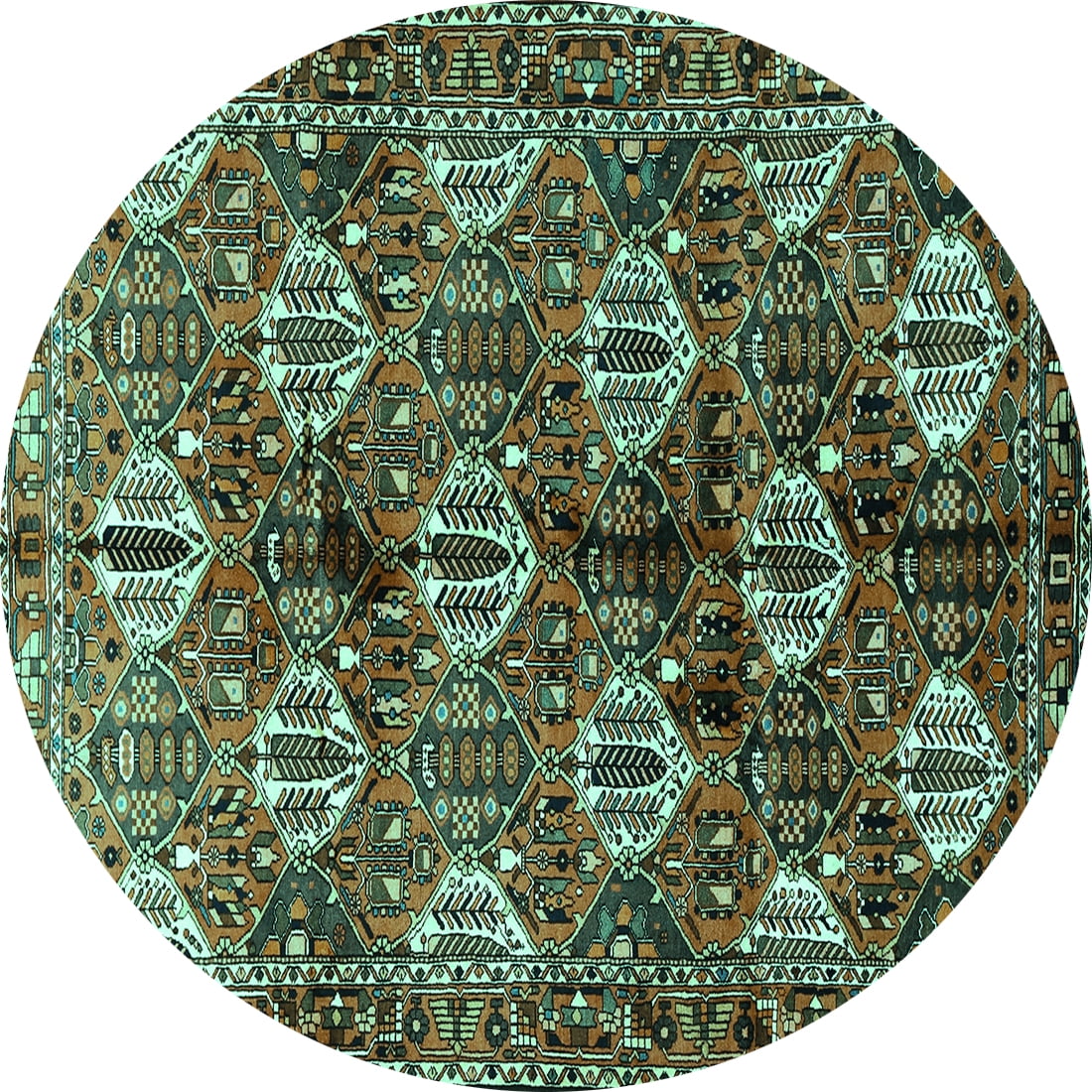 Ahgly Company Indoor Round Persian Turquoise Blue Traditional Area Rugs ...