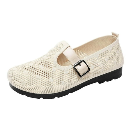 

Zizocwa Women S Ballet Shoes Round Toe Slip On Knit Mesh Casual Breathable Dressy Loafers Non Slip Soft Sole Comfort Walking Shoes White Size6