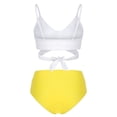 thumbnail image 4 of Flywake Maillots de Bain 2 Pcs pour Femmes à Taille Haute avec Liens Croisés, Imprimé Floral, à Imprimé Bandage, 4 of 9
