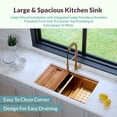 thumbnail image 4 of Strictly Sinks 32” Undermount Workstation Gold Kitchen Sink– 16 Gauge Double Bowl Kitchen Sink with Bottom Grid, Wooden Cutting Board, Colander, 1 Disposal Adapter & 1 Strainer Drain, 4 of 9