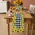 thumbnail image 2 of Summer Sunflowers Table Runner 90 Inches, Rustic Botanical Flowers Black Plaid Bed Runner Dresser Scarves Tabletop for Indoor Outdoor Parties/Ceremony/Banquet, 13" x 90", 2 of 9