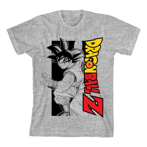 Bioworld Dragon Ball Z Goku Rotated Logo Boy's Athletic Heather T-shirt-Medium