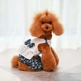 thumbnail image 2 of CSChome Dog Jumpsuit Dog Jumpsuit Round Neck Ruffles Hem Floral Printed Bowknot Romper Pet Jumpsuits, 2 of 6