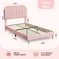 thumbnail image 3 of vet Upholstered Twin Bed Frame with Storage Headboard | Noise-Free Platform Bedframe, Wooden Slats Support & No Box Spring | Light Pink Bed Frame, Easy Assembly, 3 of 7