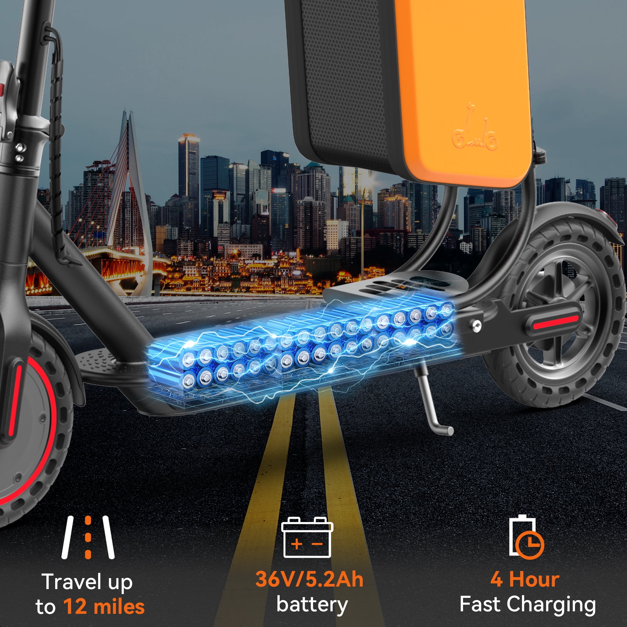 PRINTE N1 Electric Scooter 350W with Seat and Storage Bag, LCD Display Waterproof APP 19MPH for Adult and Teen UL2272