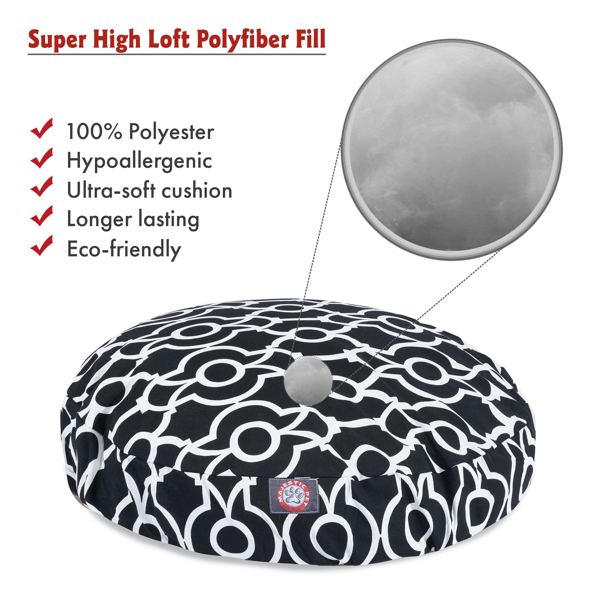 Majestic Pet | Athens Round Pet Bed For Dogs, Removable Cover, Black, Medium