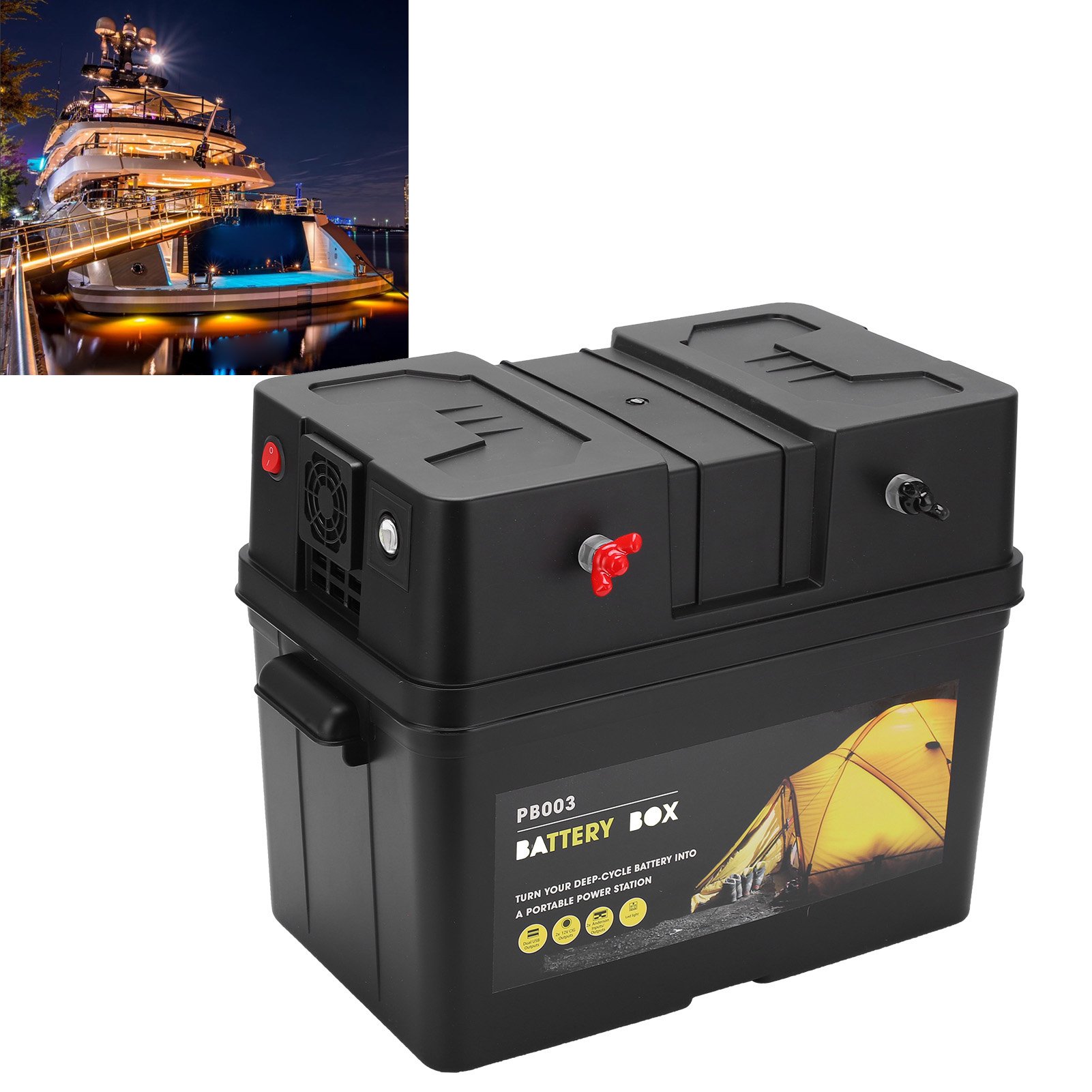 Boîte à Batterie Marine 12V Avec USB Et Affichage - Isolateur, Protection 16A, Pour RV, Bateau