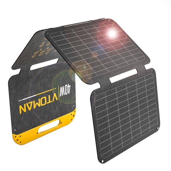 VTOMAN 40W Portable Solar Panel,13.9V Foldable Solar Panel with 25% High Efficiency Conversion,IP67 Waterproof,Foldable & Lightweight,Ideal for Camping,Hiking,Outdoors