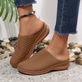 thumbnail image 2 of DAFEI Platform Slip Closed Toe Slippers for Women Plus Size Embroidered Lazy Wedge Heel Half Slippers for Women., 2 of 8