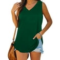 thumbnail image 2 of Tiweut Women's Blouses Solid Color Loose Fit Sleeveless V Neck Summer Lady T-Shirts GN2, 2 of 5