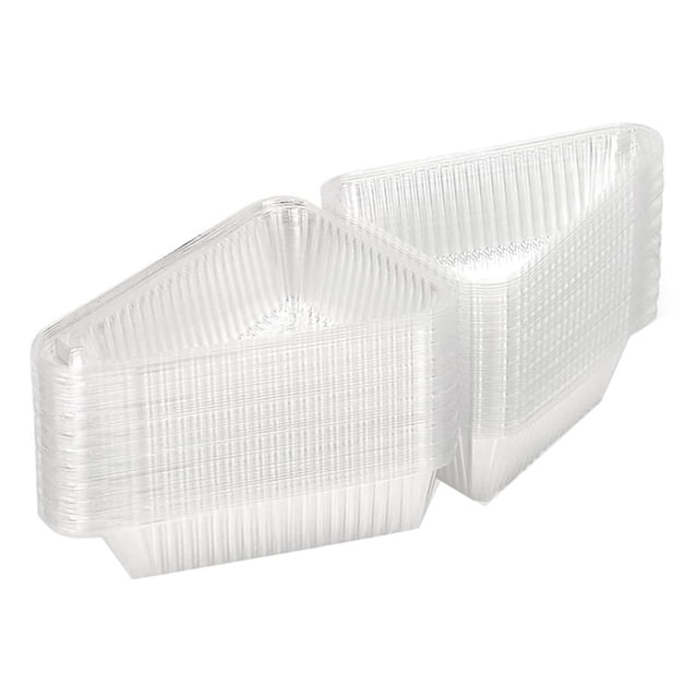 50 recipientes para rebanadas de pastel con tapa con bisagra, cajas desechables para rebanadas de pastel, recipientes individuales para tarta de queso, portadores de pasteles