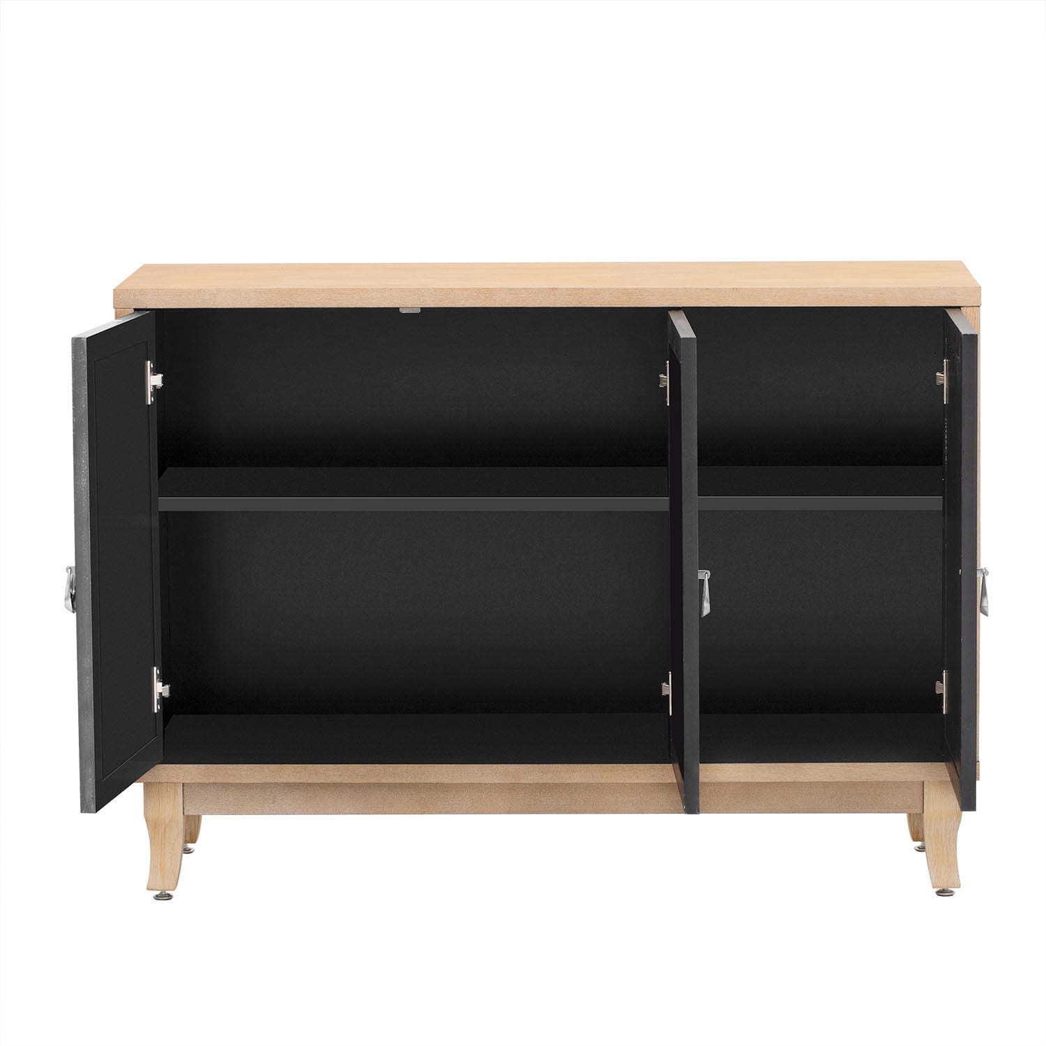 Kadyn Sideboard with Glass Doors, Accent Storage Cabinet with 3 Door, Sideboard Buffet Cabinet for Hallway, Natural