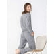 thumbnail image 4 of Conjunto de pijama para mujer 100% algodón franela tejida a cuadros pijama de manga larga ropa de dormir ropa de salón S ~ XL Adepaton CJWUS-2229, 4 of 6