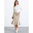 thumbnail image 2 of DARING DIVA Women's Denim Ruffle Fishtail Bodycon Midi Skirts L Light Khaki, 2 of 5