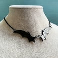 thumbnail image 2 of US 2 Pcs Black Silver Gothic Bat Wing Pendant Necklace Halloween Holiday Gift, 2 of 5
