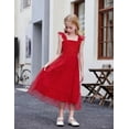 thumbnail image 2 of Vestido Arshiner rojo para niñas de 5 a 6 años con correa elástica, 2 of 5