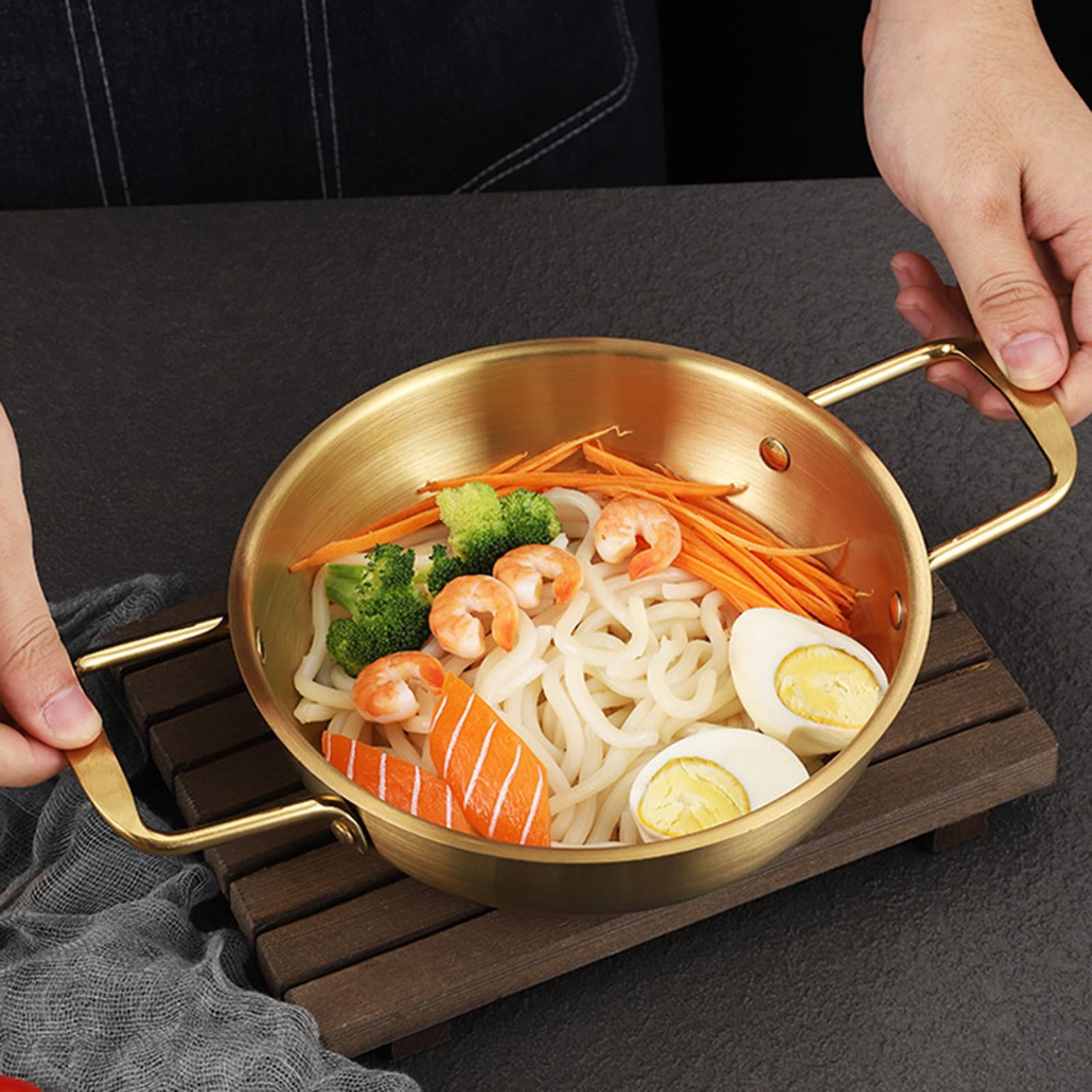 Korean Ramen Pot, Seafood Pot Stockpot Multipurpose, Household Kitchen Cookware Pan Dry Pots, Double Handle Instant Noodle Pot, Kimchi Soup Pot 22cm