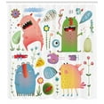 thumbnail image 3 of Ambesonne Monster Shower Curtain, Alien Creatures, 69"Wx70"L, Multicolor, 3 of 3