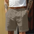 thumbnail image 2 of Gaukiv Men's Pleated Shorts Lightweight Casual Beach Bottoms Khaki 3XL, 2 of 4
