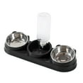 thumbnail image 4 of Comederos triples para gatos con inclinación de 15 degree y botella de agua automática. Comederos y bebederos para gatos. negro, 4 of 8