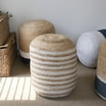 thumbnail image 7 of Ox Bay Julian Round Natural/Navy Striped Indoor Pouf Ottoman, 18"H x 18"W, 7 of 7