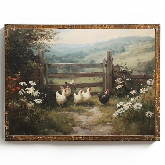 Chicken Farm Wall Art Cottagecore Farm Decor Rooster Wall Decor For Farmhouse Kitchen Wall Art Farm Animal Art Cottagecore Wall Decor Farm, 8x12 UNFRAMED