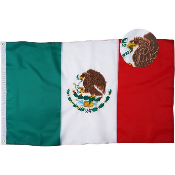 FLAGWIN Mexico Flag 3x5, Heavy Duty Mexican Flag with Embroidered Image and 2 Brass Grommets, Outdoor Bandera De Mexico