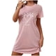thumbnail image 2 of Camisón corto de talla grande para mujer, camisón de manga corta con estampado de pecho a la moda, camisón para mujer, 2 of 5