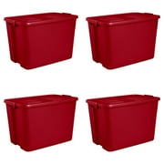 Sterilite Plastic 32 Gallon Latch Tote Infra Red Set of 4