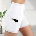 thumbnail image 2 of Women's High Waisted Bike Shorts With 2 Side Pockets Workout Running Yoga Shorts For Yoga Exercise Fitness-XinHan, 2 of 3