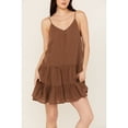 thumbnail image 3 of Cleo + Wolf Women's Brandy Sleeveless Button Front Mini Dress Chocolate Brown Large  US, 3 of 4